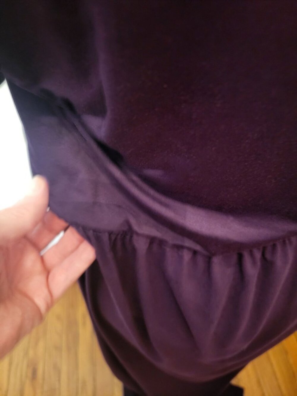 Entro Eggplant Purple Knit Maxi Dress Pleated L Comfort Summer Travel Vacation - Picture 7 of 9